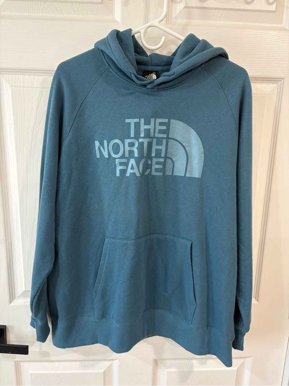 The North Face Men's Teal Crewneck Hoodie with Logo